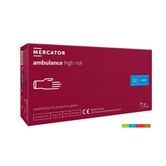 Manusi de examinare si protectie din latex, nepudrate, Ambulance High Risk 50 buc/ cutie
