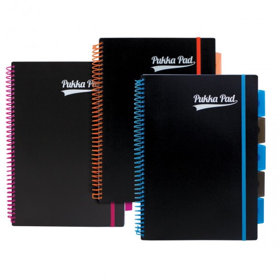 Set 3 caiete cu spirala si separatoare Pukka Pads PP Neon A4 200 pag, dictando, coperti PP, mix culori Set 3 caiete cu spirala si separatoare Pukka Pads PP Neon A4 200 pag, dictando, coperti PP, mix culori