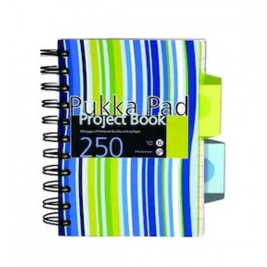 Set 2 caiete cu spirala si separatoare Pukka Pads Project Book Stripes A6, dictando, roz/albastru 250 pag, coperti PP