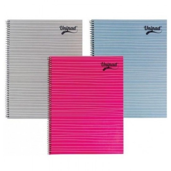 Set 3 caiete cu spirala UniPads, A4, dictando, 160 pag, roz, albastru, gri