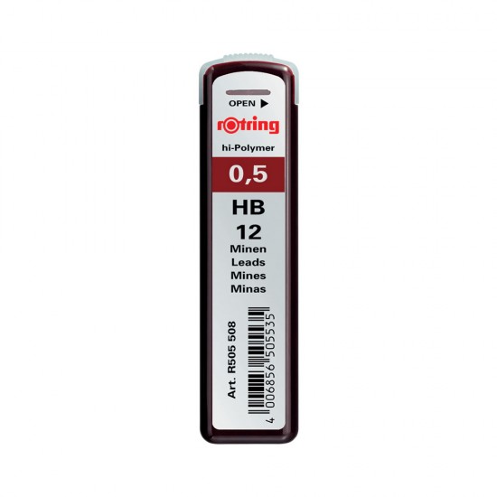 Mine creion mecanic Rotring, 0.5 mm , HB, 12 bucati/cutie Mine creion mecanic Rotring, 0.5 mm , HB, 12 bucati/cutie