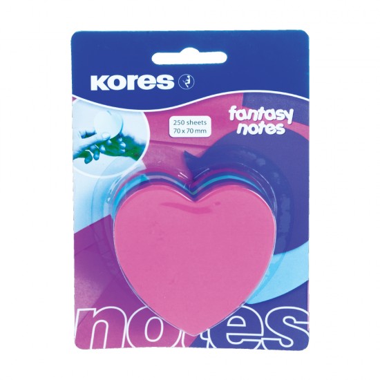 Notite adezive, Kores, inima, 250 file, multicolor Notite adezive, Kores, inima, 250 file, multicolor
