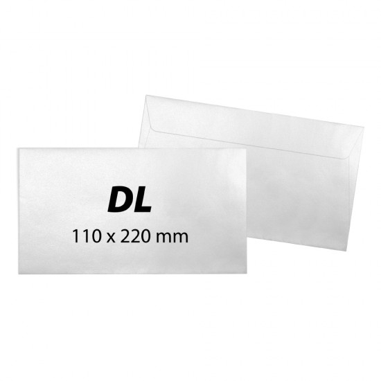 Plic DL, 110 x 220 mm, alb, banda silicon, 80 g/mp, 1000 bucati/cutie