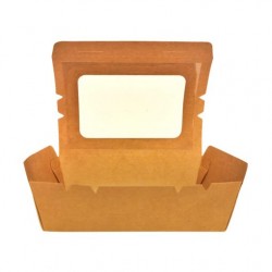 Set de 50 bucati, Cutie salata kraft  X 1 fereastra, 700 cc  Set de 50 bucati, Cutie salata kraft  X 1 fereastra, 700 cc