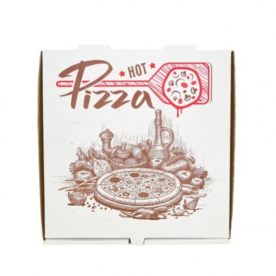Set de 100bucati, Cutie pizza 25x25x3.5 cm, Alba