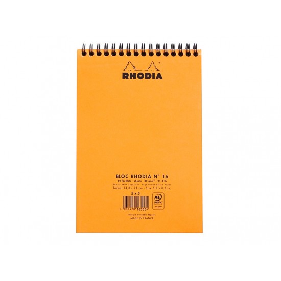 Blocnotes A5 Spiral Pad Rhodia Classic Orange Blocnotes A5 Spiral Pad Rhodia Classic Orange