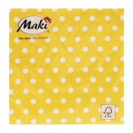 Servetele de masa 33x33cm, model galben cu buline - 3 straturi