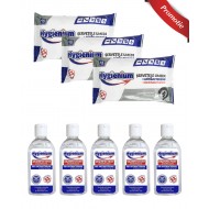 Pachet 5 x gel antibacterian 50ml si 3 x Servetele antibacteriene 48 buc Hygienium Pachet 5 x gel antibacterian 50ml si 3 x Servetele antibacteriene 48 buc Hygienium