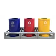 Set 3 cosuri colectare selectiva din metal vopsit, 35L/recipient