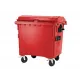 Eurocontainer rosu din material plastic, cu capac plat, MEVATEC, 1100 l  - Transport Inclus