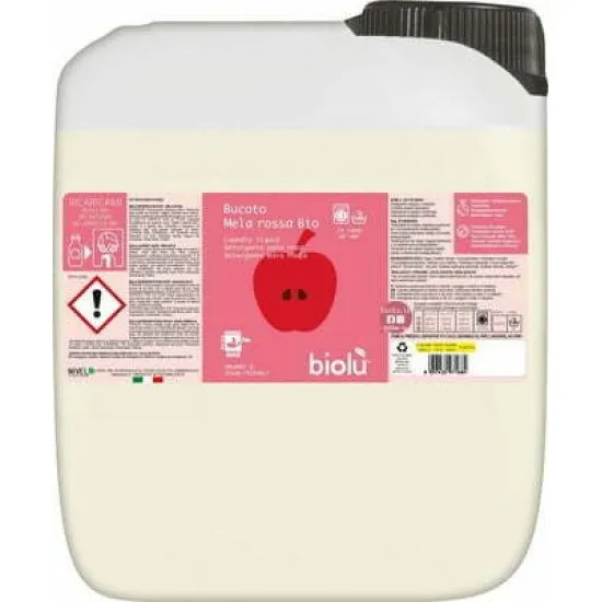 Detergent ecologic lichid pentru rufe albe si colorate, mere rosii, 5L - Biolu Detergent ecologic lichid pentru rufe albe si colorate, mere rosii, 5L - Biolu