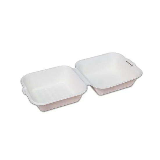 Caserola cu Capac Pentru Burger Unica Folosinta, Biodegradabila & Compostabila 15x15cm 6” (50buc)  Caserola cu Capac Pentru Burger Unica Folosinta, Biodegradabila & Compostabila 15x15cm 6” (50buc)