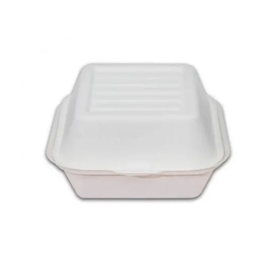 Caserola cu Capac Pentru Burger Unica Folosinta, Biodegradabila & Compostabila 15x15cm 6” (50buc)  Caserola cu Capac Pentru Burger Unica Folosinta, Biodegradabila & Compostabila 15x15cm 6” (50buc)
