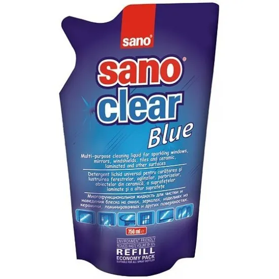 SANO CLEAR BLUE REFILL, 750ml, detergent geam SANO CLEAR BLUE REFILL, 750ml, detergent geam