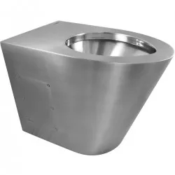 Toaletă antivandalism, de podea, cu evacuare orizontală – inox satinat, Nofer