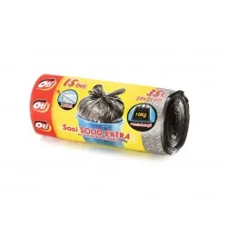 Saci menajeri SOLID EXTRA, 35L, cu urechi de prindere, 15 buc./rola, Oti