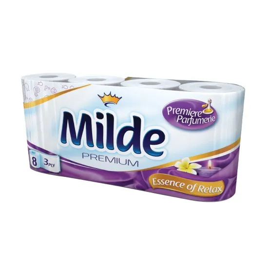 Hartie igienica Milde Premium, 3 straturi, 8 role/set Hartie igienica Milde Premium, 3 straturi, 8 role/set