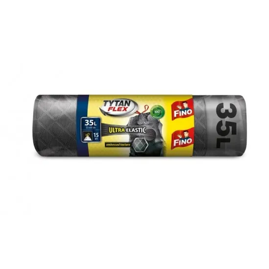 Pungi gunoi Fino Tytan Flex, ultra elastici, gri metalizat, 35 L, 15 buc Pungi gunoi Fino Tytan Flex, ultra elastici, gri metalizat, 35 L, 15 buc