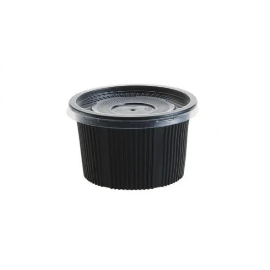 Castron supa negru, 16 oz + Capac BOL transparent, 25 buc/set Castron supa negru, 16 oz + Capac BOL transparent, 25 buc/set
