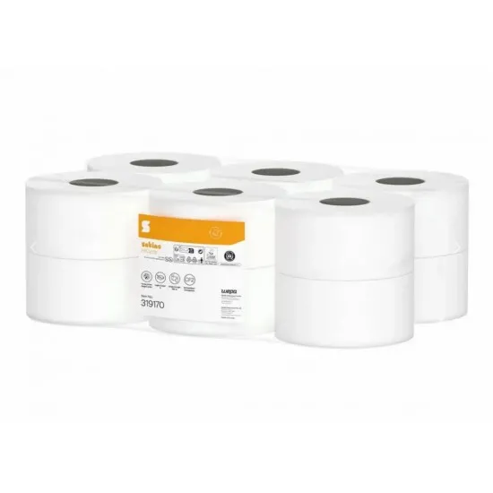 Rezerva hartie igienica derulare centrala Wepa Comfort (Satino HiCycle), 2 straturi, 180 m/rola, 12 role/bax Rezerva hartie igienica derulare centrala Wepa Comfort (Satino HiCycle), 2 straturi, 180 m/rola, 12 role/bax
